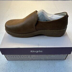 Alegria Orygin Wood Grain Leather Slip On Clog Maple Women SZ 9 Excellent READ